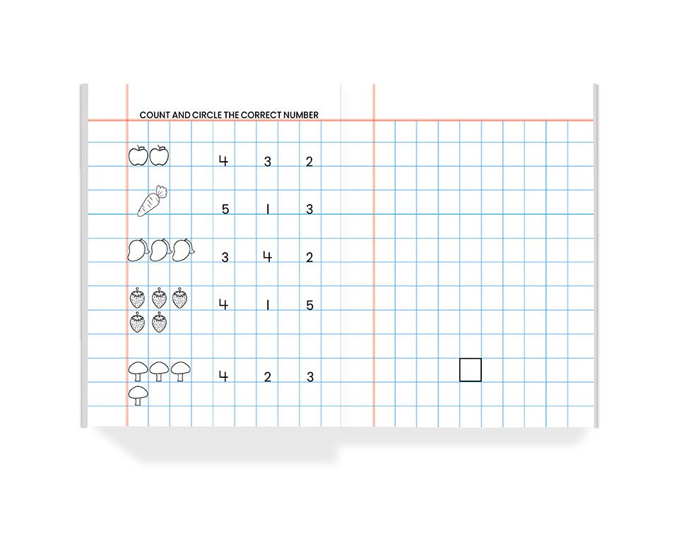 Hashtag Education Maths Practice Workbook for Kids | Counting, Shapes & Comparison Activities (> < =) | Early Learning Math Book (24 x 18 cm) - Hashtag Education